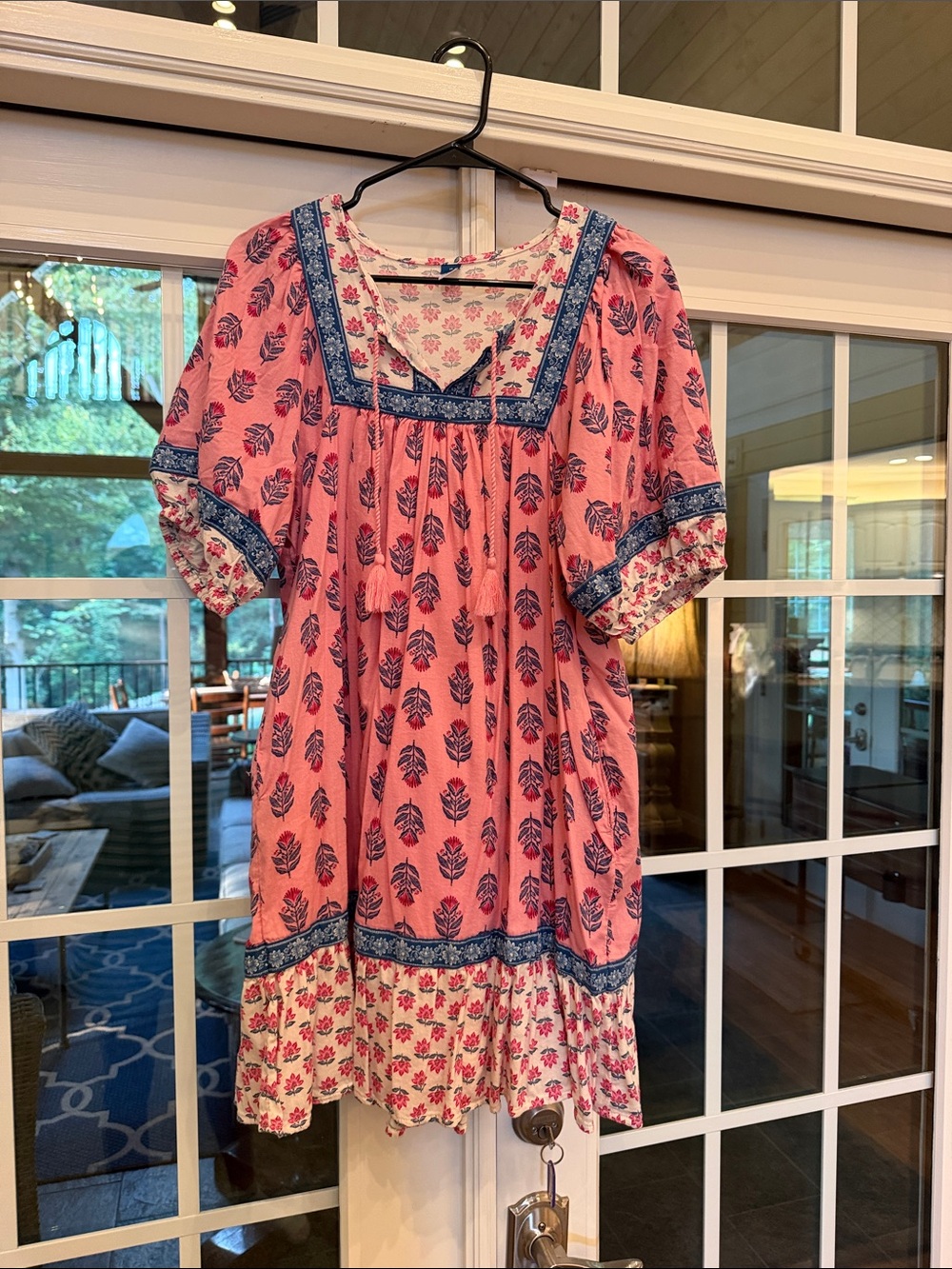 Old Navy Pink Floral Boho Square-Neck Mini Dress